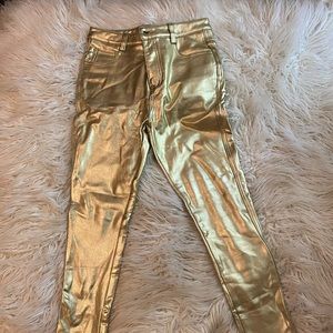 Metallic gold pants